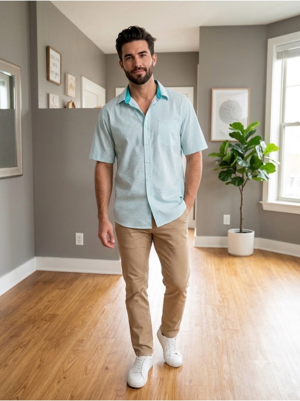 Nick Graham Everywhere Performance Stretch Sport Modern Fit Shirt Large